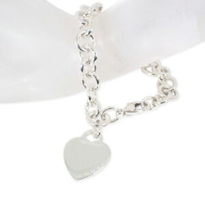 TIFFANY Authentic Silver Heart Charm Bracelet
